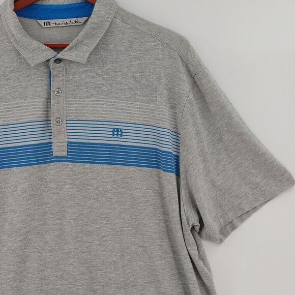 Travis Mathew Polo Shirt Mens XXL Gray Striped Golf Tennis Modal-Blend - Picture 2 of 16